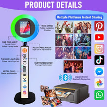 Load image into Gallery viewer, Upgraded iPad Photo Booth for iPad 10.2&#39;&#39;10.9&#39;&#39;11&#39;&#39;12.9&#39;&#39;Selfie Photo booth Machine ,Free Custom Logo,with RGB Ring Light  for Parties Christmas,Wedding Events Rental