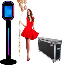 Load image into Gallery viewer, 13.3 In Portable Touch Mirror Photo Booth Built-in Mini PC &amp; Camera Photo Booth with Round Ring Light and Flight Case for Events Wedding Rental Business