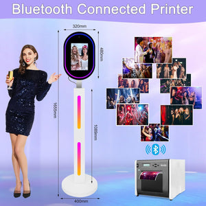 13.3 In Portable Touch Mirror Photo Booth Built-in Mini PC & Camera Photo Booth with Round Ring Light and Trolley Flight Case for Events Wedding Rental Business