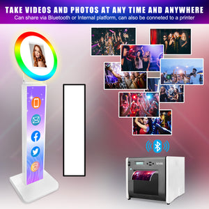HITUGU Portable iPad Photo Booth, Metal Shell Selfie photobooth Machine for 10.2'' iPad with RGB Ring Light,Free Custom Logo,Remote Control,for Parties,Wedding,Exhibition,Rental Business