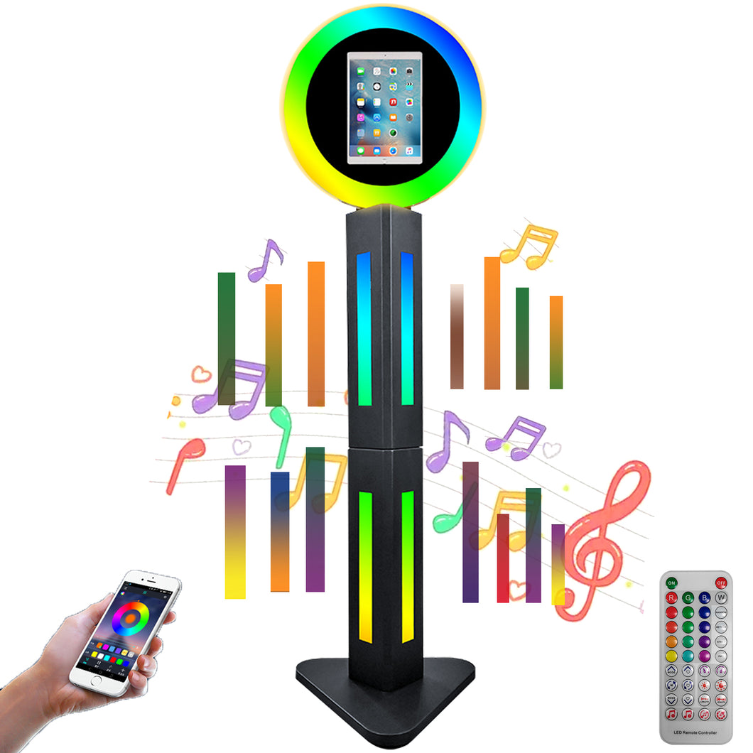 HITUGU Portable Photo Booth for 10.2'' iPad,RGB Ring Light,Music Sync RGB Light Box,Bluetooth App and Remote Control,Metal Shell Selfie photobooth Machine,for Parties,Christmas,Wedding,Rental Business