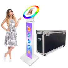 Load image into Gallery viewer, HITUGU Portable iPad Photo Booth, Metal Shell Selfie photobooth Machine for 12.9&#39;&#39; iPad with RGB Ring Light,Free Custom Logo,Remote Control,Flight Case,for Parties,Wedding,Exhibition,Rental Business