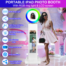 Load image into Gallery viewer, HITUGU Portable iPad Photo Booth, Metal Shell Selfie photobooth Machine for 10.2&#39;&#39; iPad with RGB Ring Light, LCD Screen, Remote Control, for Parties, Wedding, Exhibition, Rental Business