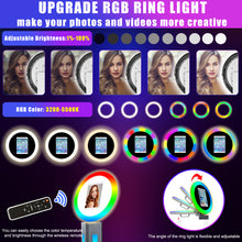 Load image into Gallery viewer, HITUGU Portable Photo Booth for 10.2&#39;&#39; iPad,RGB Ring Light,Music Sync RGB Light Box,Bluetooth App and Remote Control,Metal Shell Selfie photobooth Machine,Flight Case, for Parties,Christmas,Wedding