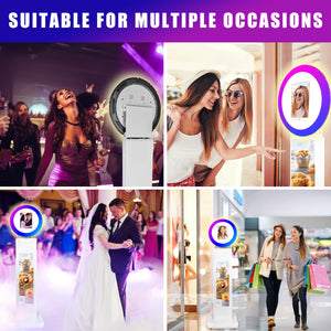 HITUGU Portable iPad Photo Booth, Metal Shell Selfie photobooth Machine for 10.2'' iPad with RGB Ring Light, LCD Screen, Remote Control, Flight Case, for Parties, Wedding, Exhibition, Rental Business