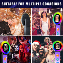 Load image into Gallery viewer, HITUGU Portable iPad Photo Booth, Metal Shell Selfie photobooth Machine for 10.2&#39;&#39; iPad with RGB Ring Light,Free Custom Logo,Remote Control,for Parties,Wedding,Exhibition,Rental Business